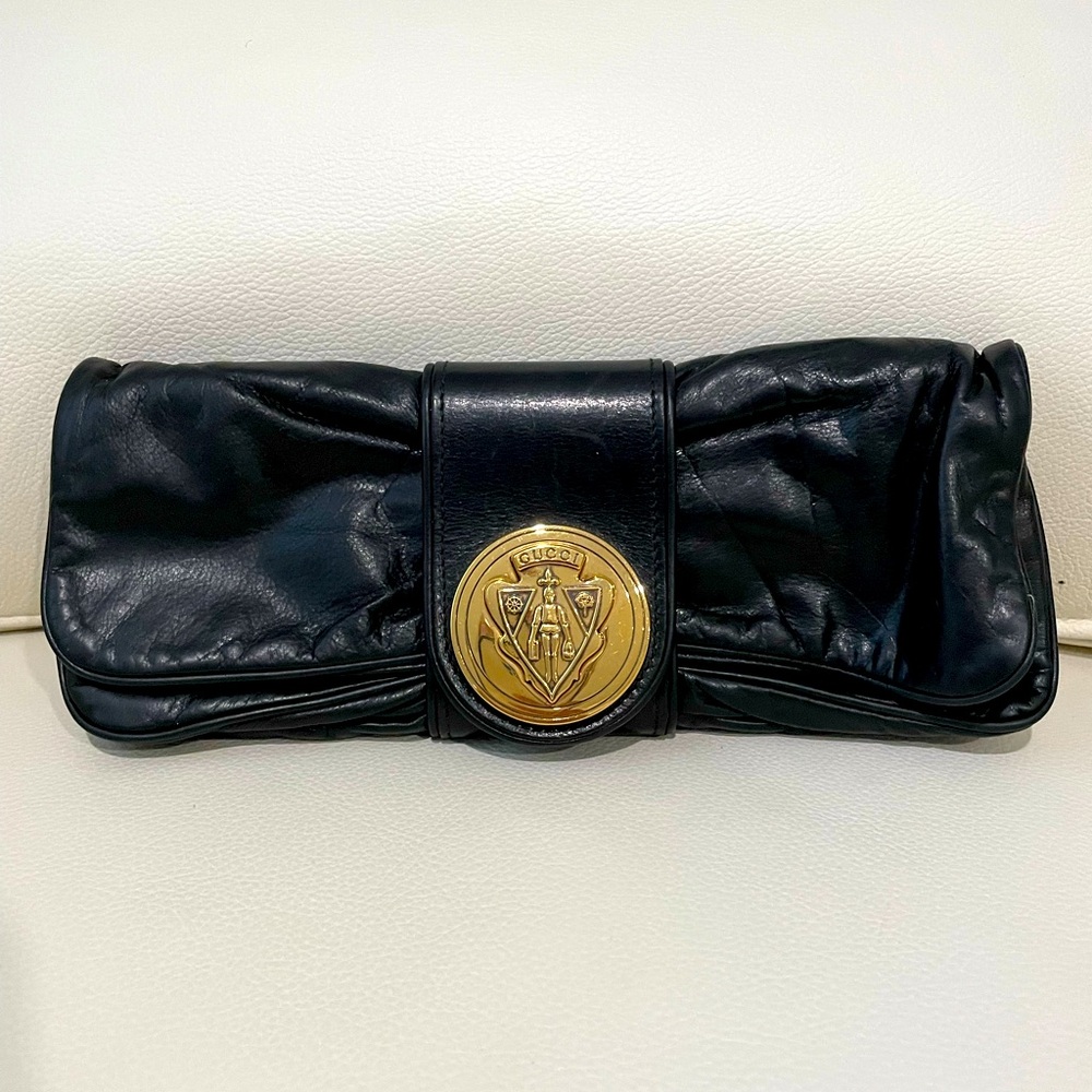 Authentic Gucci Black Leather Clutch